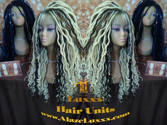 16in Goddess Faux Dread Locs Wig Unit! Blonde #613 #27 Wavy NEW Festival! Marley Dred Dread Lock Twist Wig Crochet Rave Hair Coachella Wig