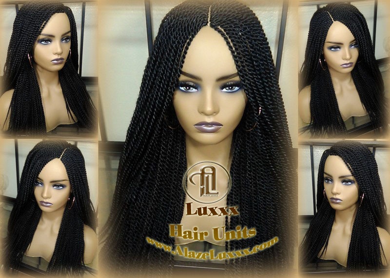 Long Straight Small Senegalese Twist Wig Black 1B Braided Twisted Wig Xpressions Braiding Hair Wig Black Wig Motown Tress Senegalese Twist