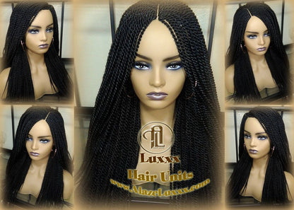 Long Straight Small Senegalese Twist Wig Black 1B Braided Twisted Wig Xpressions Braiding Hair Wig Black Wig Motown Tress Senegalese Twist