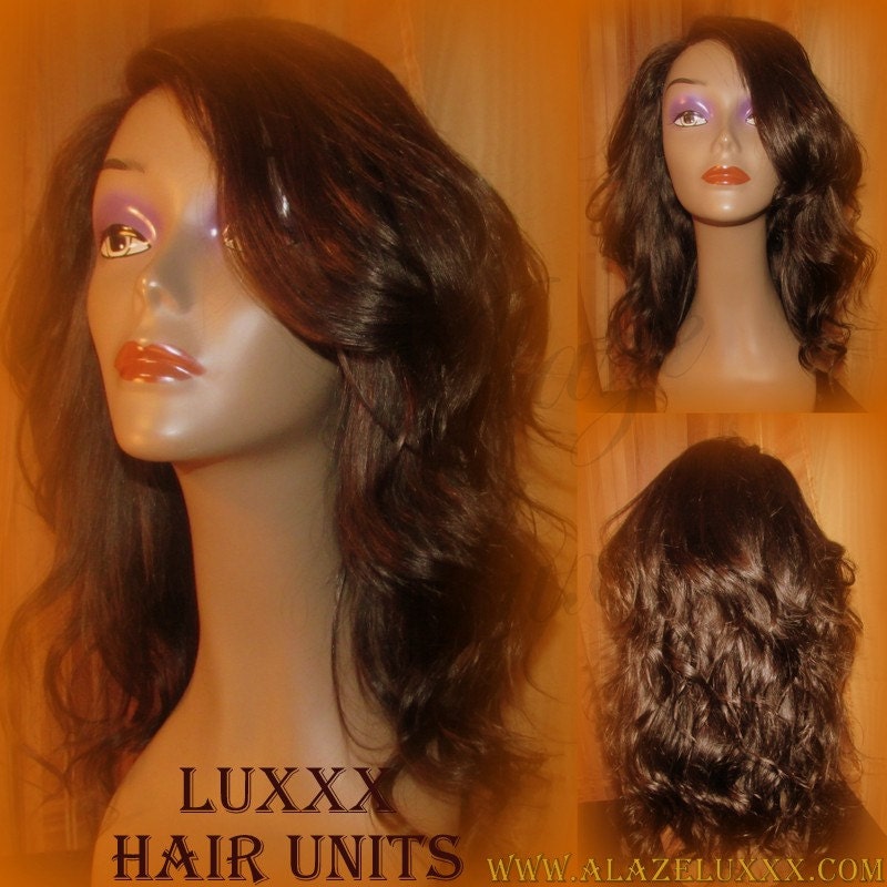 Alopecia Virgin Hair Unit Wig Side Bang Free Part Lace Front Straight Layered HUMAN Hair Cancer Wigs Thinning Hair Loss. Alopecia Areata