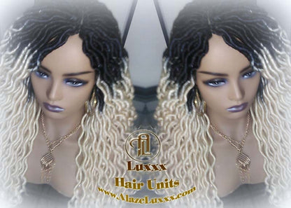 Gypsy Bohemian 613 Goddess Faux Dread Wig 1B Black Blonde Ombre Dark Roots Marley Dred Lock Platinum Braided Wig