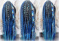 Viking Ponytail Hair Fall Extensions Black Blue  Elements Accents Feathers Jungle box braids hair scrunchie Butterfly