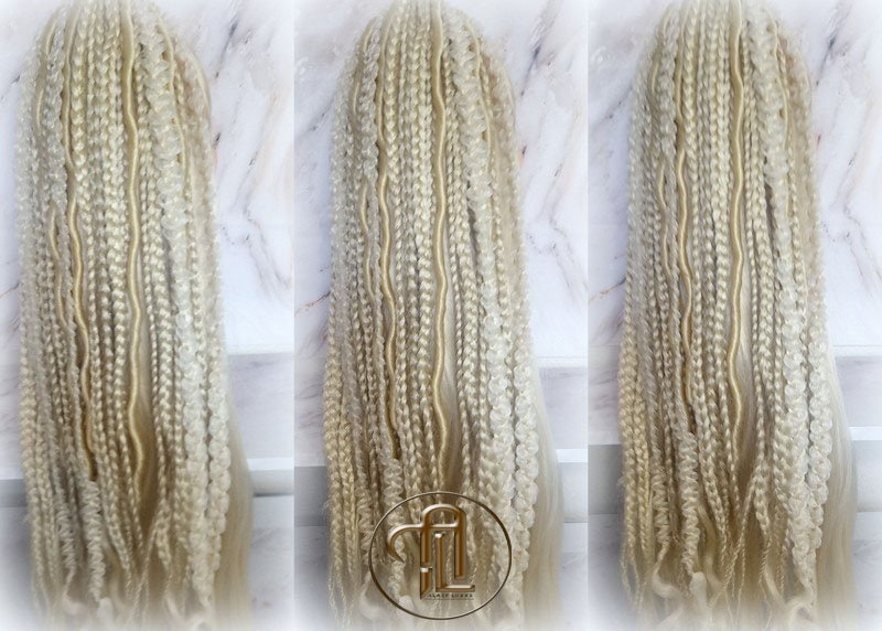 Blonde Dreads Ponytail Boho Hair 613 Braids Extension on Hairband Hair Tie, Goddess Dreadlocks On Elastic Band Synthetic Falls Renaissance