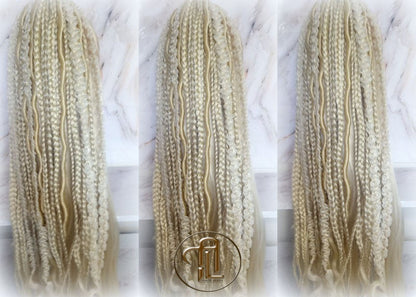 Blonde Dreads Ponytail Boho Hair 613 Braids Extension on Hairband Hair Tie, Goddess Dreadlocks On Elastic Band Synthetic Falls Renaissance