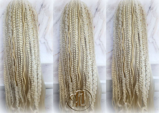 Blonde Dreads Ponytail Boho Hair 613 Braids Extension on Hairband Hair Tie, Goddess Dreadlocks On Elastic Band Synthetic Falls Renaissance