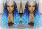 Headband wig Blue Ombre gradient Goddess Faux Locs Dreadlock Wig Mermaid curly long rainbow boho bohemian wig