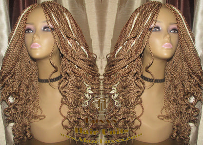 Straight Curled Senegalese Twist WigBlonde Platinum Bombshell 18' Auburn 27 30 613 Curly Alopecia Natural Kinky Marley Braided Braiding Wig