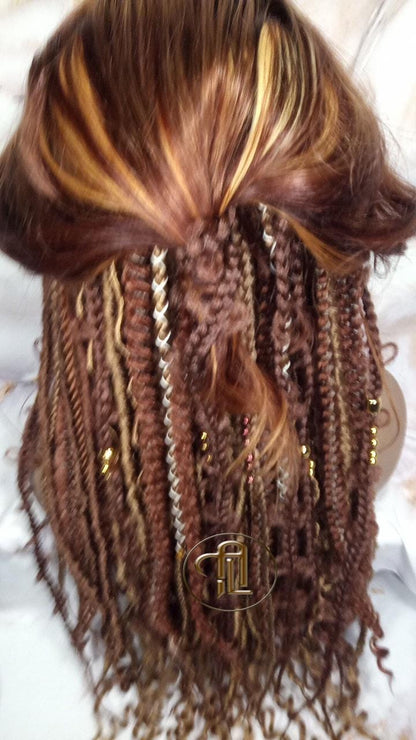 Lace Frontal Human Hair Dread Braid Twist Boho Synthetic China Bang Bohemian Ombre Brown Blonde Long Wavy Curly Balayage Wig Viking Wig