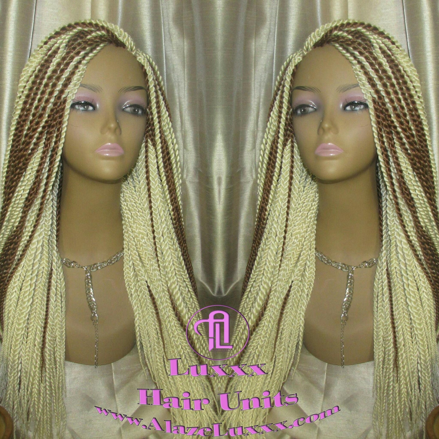 613 Blonde Long Straight Small Senegalese Twist Wig Unit Barbie Blonde 22' Braids Twist Locs 613 Braiding Hair Platinum Blonde Braids Wig