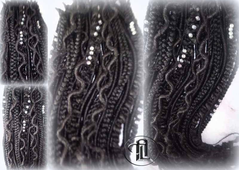 Black Single Ended SE 75 Piece Set Kit Goth Mixed Soft Witch Boho Dread Braid Hair Wraps Extensions Textured Natural Realistic