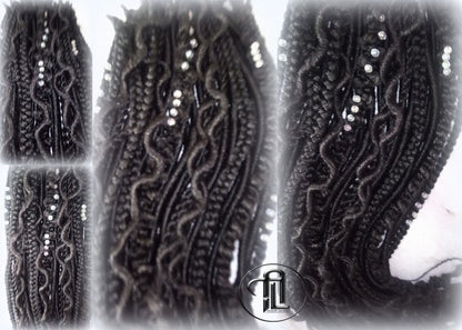 Black Single Ended SE 75 Piece Set Kit Goth Mixed Soft Witch Boho Dread Braid Hair Wraps Extensions Textured Natural Realistic