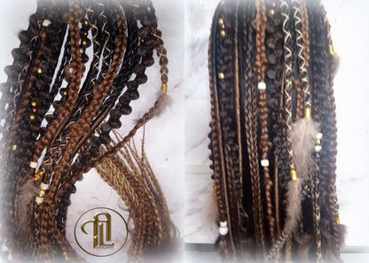 Ombre Black Brown Blonde Ponytail Hair Fall Viking Renaissance Extensions Elements Accents Feathers synthetic braids hair scrunchie clipin
