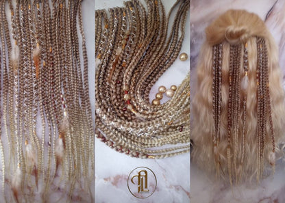 Black Friday Holiday Christmas Sale Cyber Monday Holiday Gift Ombre Honey Blonde Clip in Braid Long Boho Extensions Feathers  Rave Festival