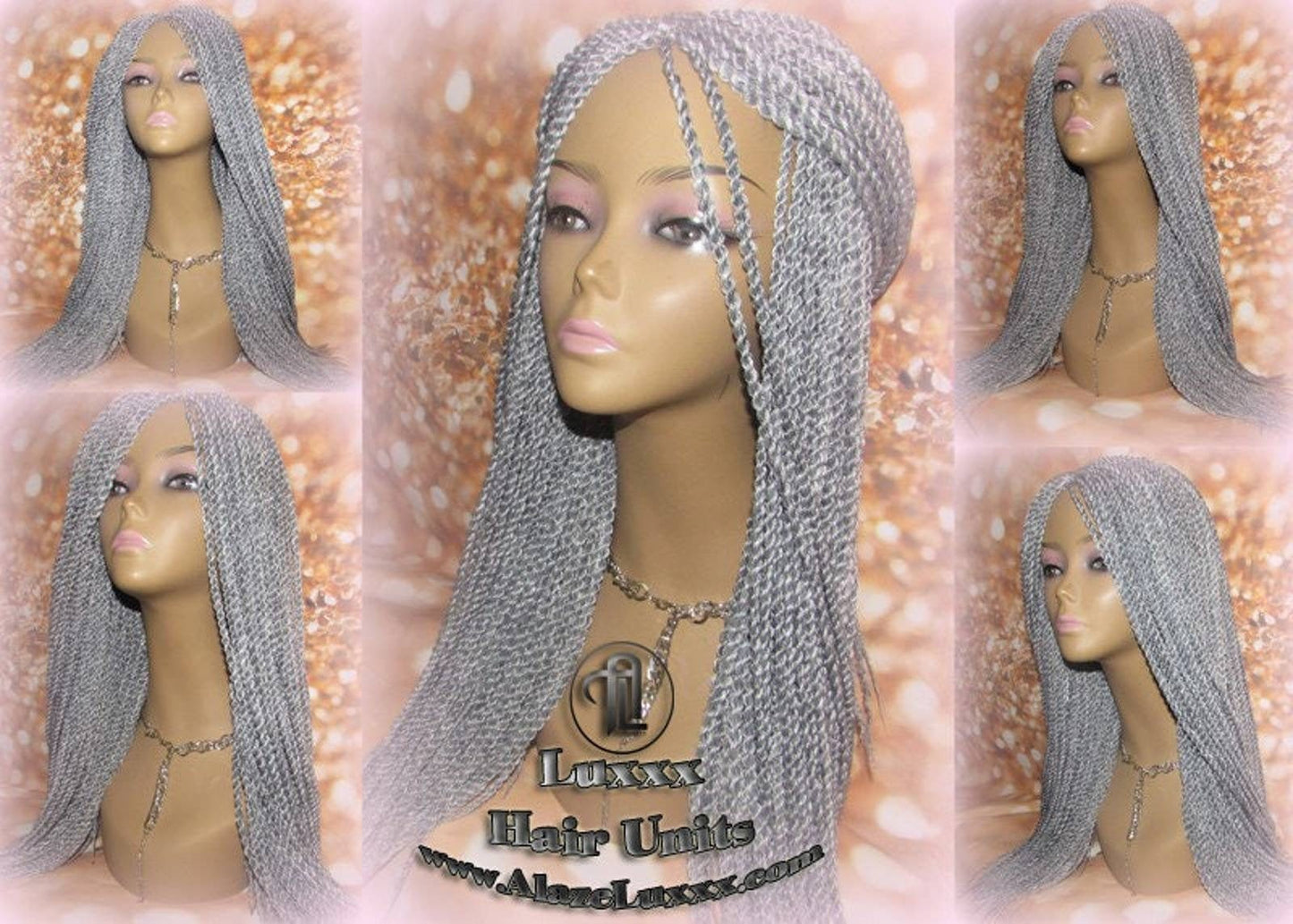 Senegalese Twist Wig Grey 44 51 Silver Braids Long Straight Small Storm Twist Braided Wigs Twisted Xpressions Braiding Hair Platinum Braids