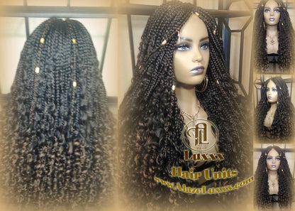 Box Braid Wig Long Brown black boho curyly box braids 1b 30 brown auburn Medium Straight bohemian gypsy  Mix Blonde Ombre SAME DAY SHIPPING