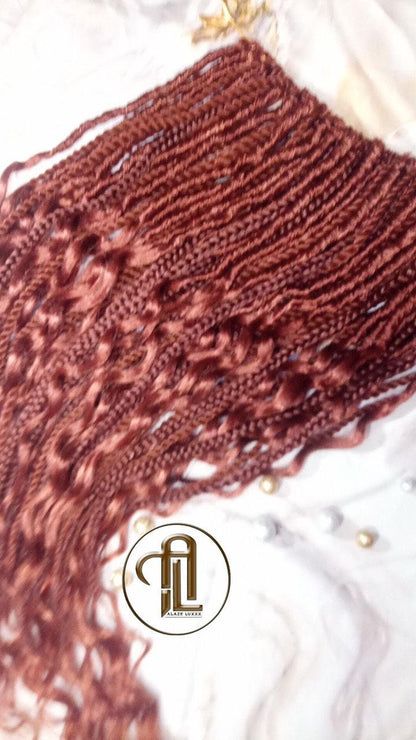 Boho Dread Braid Single Ended Ginger Red Burnt Orangish SE 75 Piece Set Mixed Soft Crochet Hair Wrap Extension Texture Natural Realistic