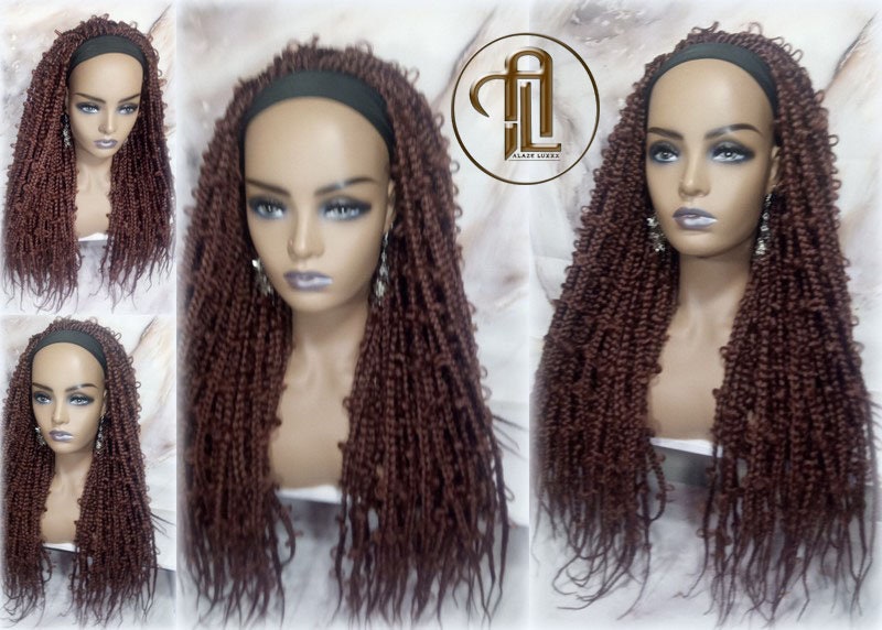 Headband Wig Butterfly Jungle Braids  Brown 30  Box Braids Gypsy Bohemian Boho Wig Blonde Long Straight Waterfall Hair Braided Wig