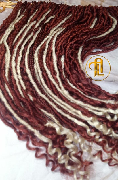 Copper Blonde 613 Bohemian dreadlocks textured Braid Soft red wavy ombre dreads  75 SE Full set  Lightweight boho curls burgundy dreads