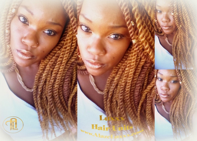 Kinky Twist Blonde Wig Straight Bombshell #27 #30  Kinky Twist Marley Twist Wig Unit! Handmade Braid Wig Ombre Faux Locs Box Braid Dred Lock
