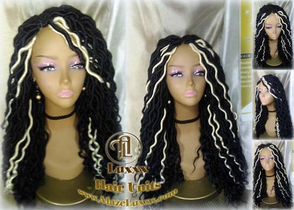 Dread Wig Black Blonde 613 Black Dread Gypsy Bohemian Boho Long Wavy Goddess Faux Locs Platinum DE SE Dred Lock Braided Wigs Distress