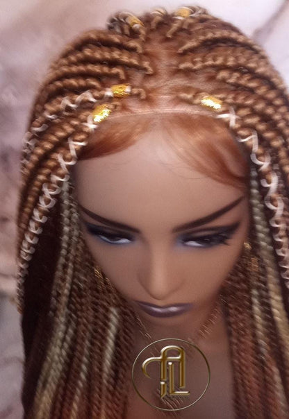 Lace Frontal Braid Wig Blonde Brown Ginger 27 30 613 Box Braid Wig Copper White Blonde Platinum Lace Baby Hair Unit Straight Glueless Braid