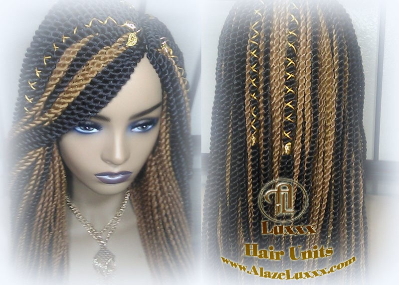 Straight Senegalese Twist Wig Unit! Medium Small Short Blonde Brown #4 #27 Crochet Twist Braided Wig 2tone honey blond hair Alopecia wig