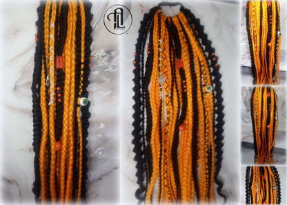 Halloween Ponytail Hair Accessories Hair Fall Extension Clipin Black Orange Hairband Hair Tie box braids hair scrunchie Pumpkin Ghost Scary
