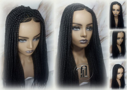 Box Braid Wig Black Lace Closure with Baby Hair Unit Straight Glueless! Braided Lace Wig