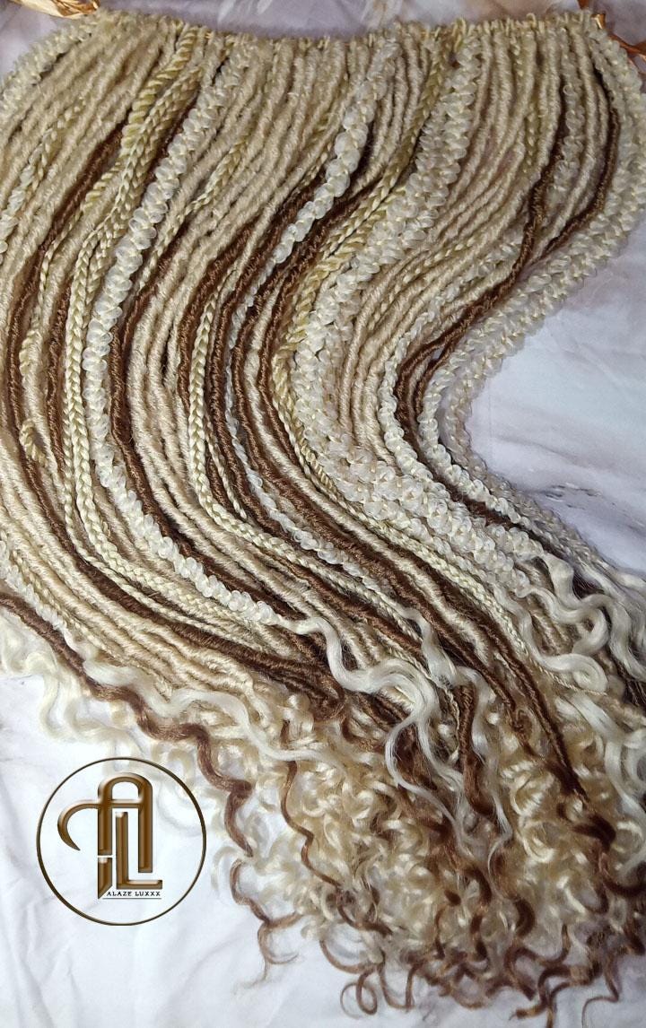 Single End white honey blonde 613 27 SE 75 Piece Set Straight wavy dreads textured braid Bohemian synthetic dreadlock Soft Boho  Extension
