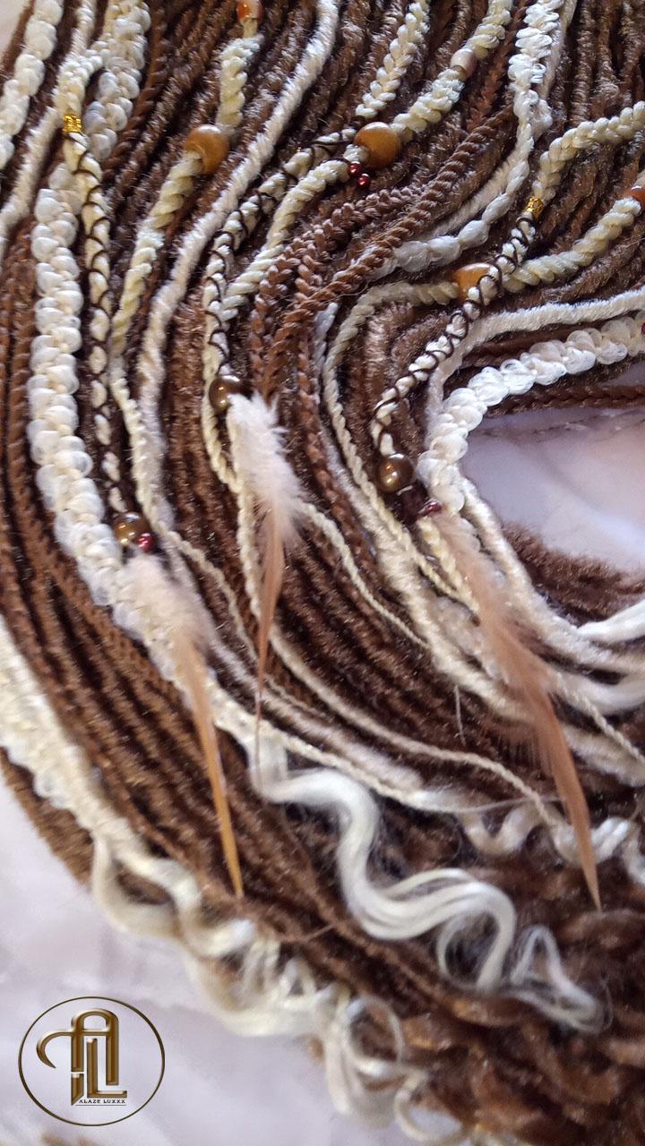 Brown Blonde Set Soft boho Bohemian dreadlocks textured braids wavy dreads  SE Full set Curls dreads and Braids Dragon Braids