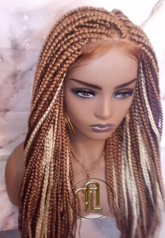 Lace Frontal Braid Wig Blonde Brown Ginger 27 30 613 Box Braid Wig Copper White Blonde Platinum Lace Baby Hair Unit Straight Glueless Braid