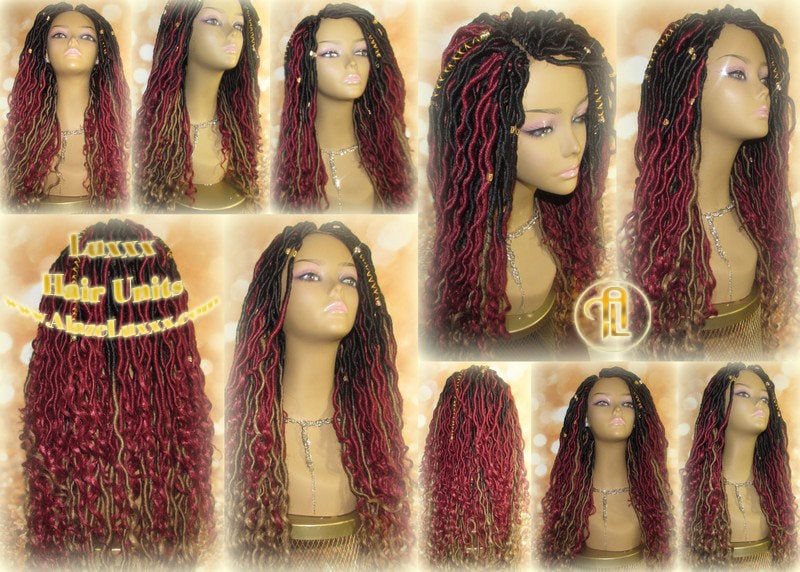 Dread Dred Loc Lock Wig Fire Goddess Red Burgundy  530 Ombre  1b  Blonde 27  Marley Goddess Crochet Synthetic Unit Hair Braided Wavy Cosplay