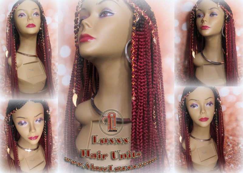 Red Ombre Lemonade Fulani Cornrow Braid Wig French Braids Feed in Braids Swim Wig Gym Wig Kardashian Fulani Beyonce Tribal Goddess Braids