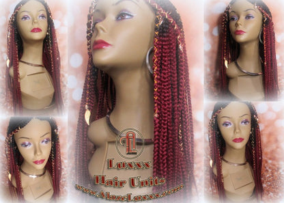 Red Ombre Lemonade Fulani Cornrow Braid Wig French Braids Feed in Braids Swim Wig Gym Wig Kardashian Fulani Beyonce Tribal Goddess Braids