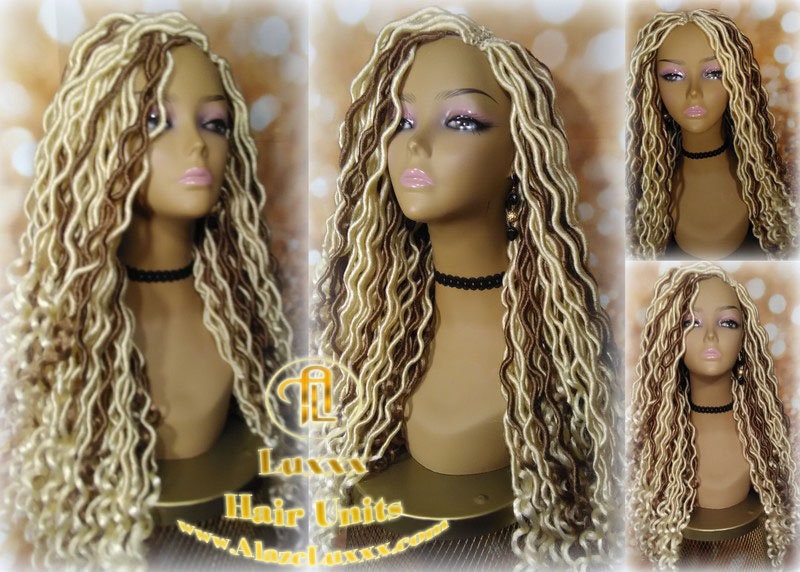 Goddess Faux Boho Platinum Blonde Braid Wig Gypsy Bohemian  Dread Locs Wig Honey Blonde #613 #27  Wavy  Dred  Lock Cosplay Summer Spring Wig