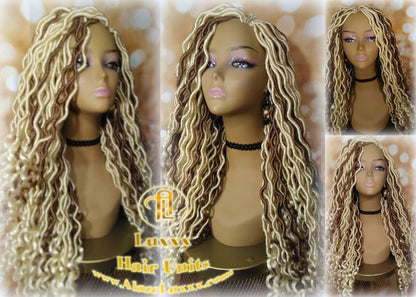 Goddess Faux Boho Platinum Blonde Braid Wig Gypsy Bohemian  Dread Locs Wig Honey Blonde #613 #27  Wavy  Dred  Lock Cosplay Summer Spring Wig