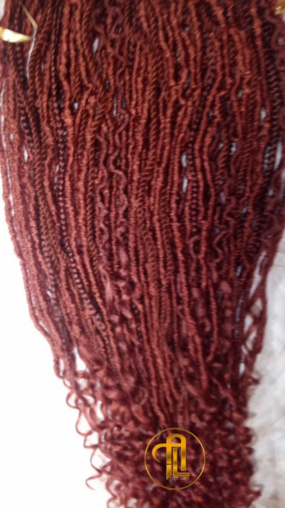 Single Ended Ginger Red Burnt Orangish SE 75 Piece Set Kit Mixed Soft Crochet Boho Dread Braid Hair Wrap Extension Texture Natural Realistic