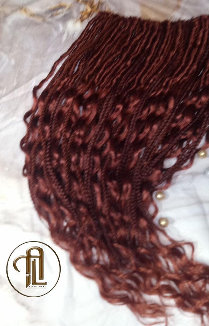 Boho Dread Braid Single Ended Ginger Red Burnt Orangish SE 75 Piece Set Mixed Soft Crochet Hair Wrap Extension Texture Natural Realistic