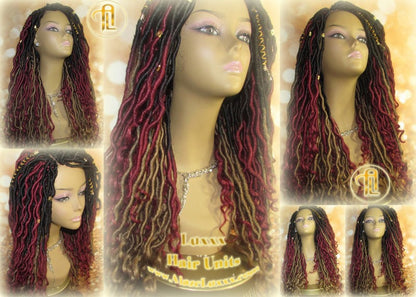 Long Goddess Locs Red Burgundy  530 Ombre  Black  Blonde 27  Marley Crochet Synthetic Dread Dred Loc Lock Costume Cosplay Wig Rave Festival