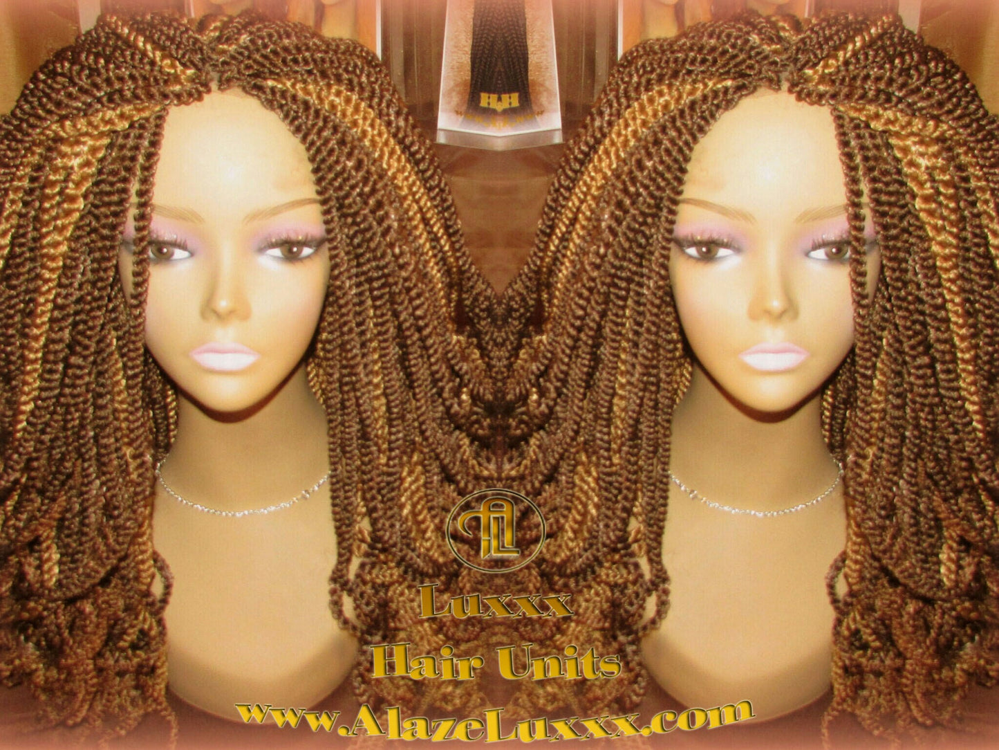 Kinky Marley Twist Wig 22' Long Blonde Bombshell  2Tone Brown Unit! Alternative Hair Senegalese Twist Crochet Box Braid Braided Dred Lock