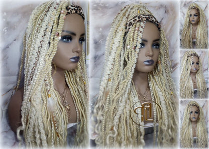 Headband Wig Blonde 613 Braids Dreads Mix Set Twist Soft Crochet Boho Dread Braid Set Bohemian extensions