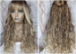 Dread Braid Bangs Full Wig Twist Soft Crochet Boho Synthetic Dread Braid Bohemian Dark Root Ombre Brown Blonde Long Wavy Curly Balayage Wig