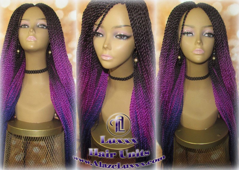 Ombre Black Pink Purple 24 Inch Long Soft Crochet Ombre High Temperature Braids Hair Synthetic Braiding Hair Extension Lakers