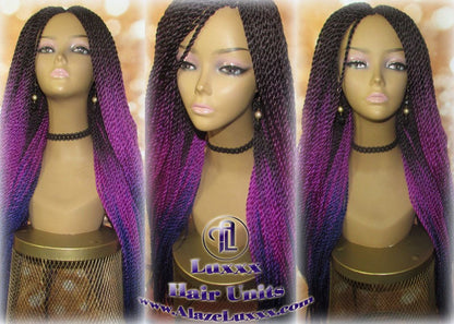 Ombre Black Pink Purple 24 Inch Long Soft Crochet Ombre High Temperature Braids Hair Synthetic Braiding Hair Extension Lakers