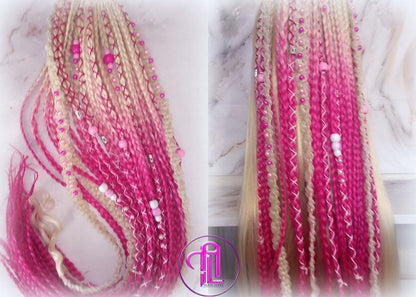 Ponytail Hair Fall Extensions Blonde Pink Ombre Elements Accents Feathers synthetic box braids hair scrunchie clip in Clip on Braids