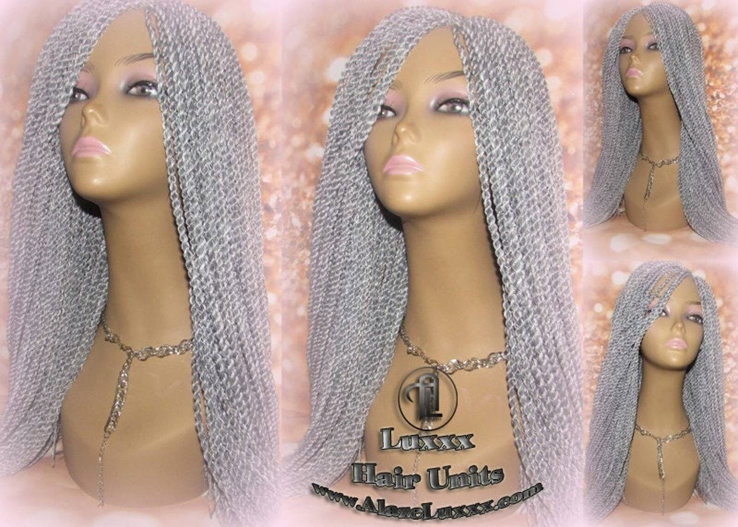 Senegalese Twist Wig Grey 44 51 Silver Braids Long Straight Small Storm Twist Braided Wigs Twisted Xpressions Braiding Hair Platinum Braids