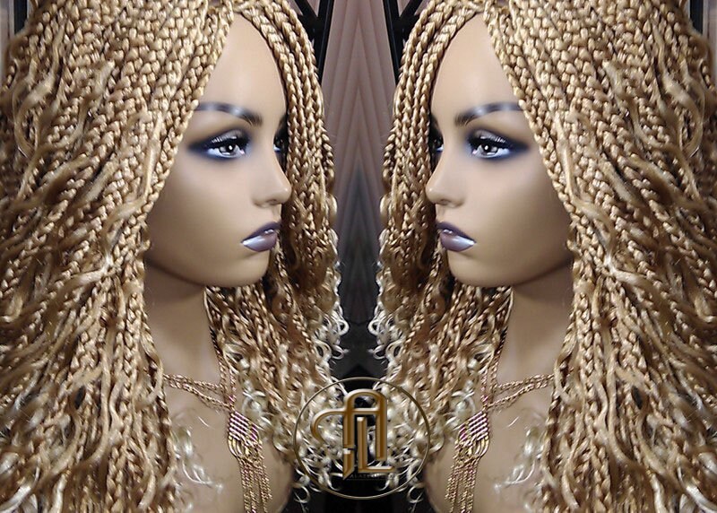 Box Braid Goddess Boho Short Curly Wig Blonde 27 613 Mix Ombre Balayage Honey Blonde Platinum