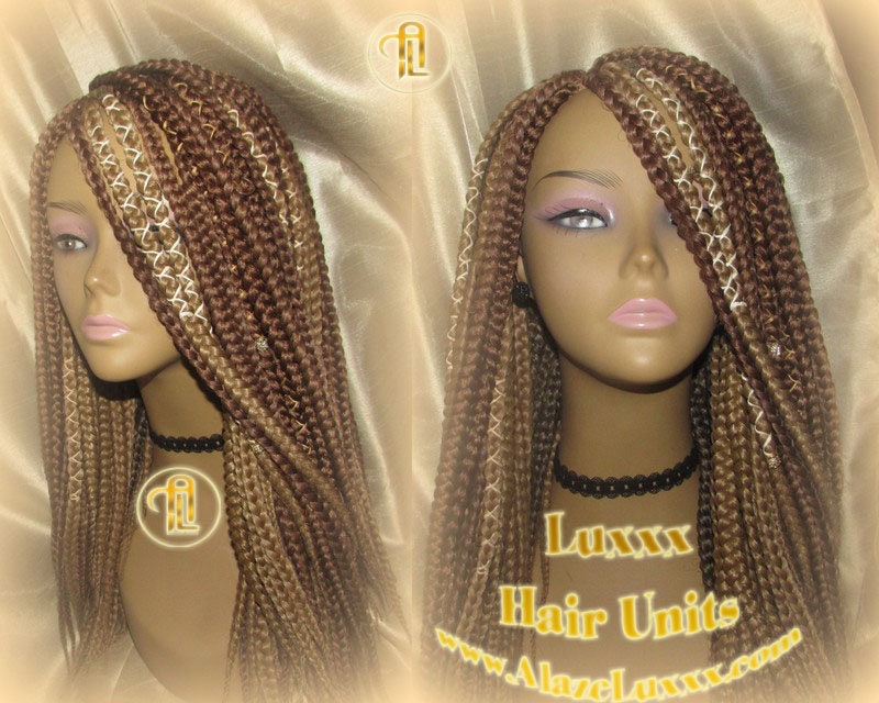 Box Braid Wig Blonde Brown Auburn 27 30 Poetic Justice Large Medium Braids Long Hair Accessories Ombre Braids Wig Two Tone. Braiding Hair
