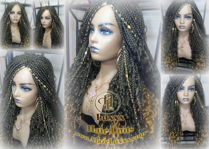 Box Braid Wig Honey Blonde boho curly box braids 1b 27  Long Medium Straight bohemian gypsy Mix Blonde Ombre Ready to Ship