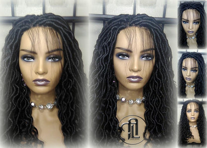 Goddess Locs Wig 4x4 Lace Closure w Baby Hairs Dread Wig Wavy Black Dreads Synthetic  Bohemian Gypsy Goddess Braids Dreads